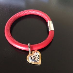 Brighton Leather Bracelet with I Love You Charm